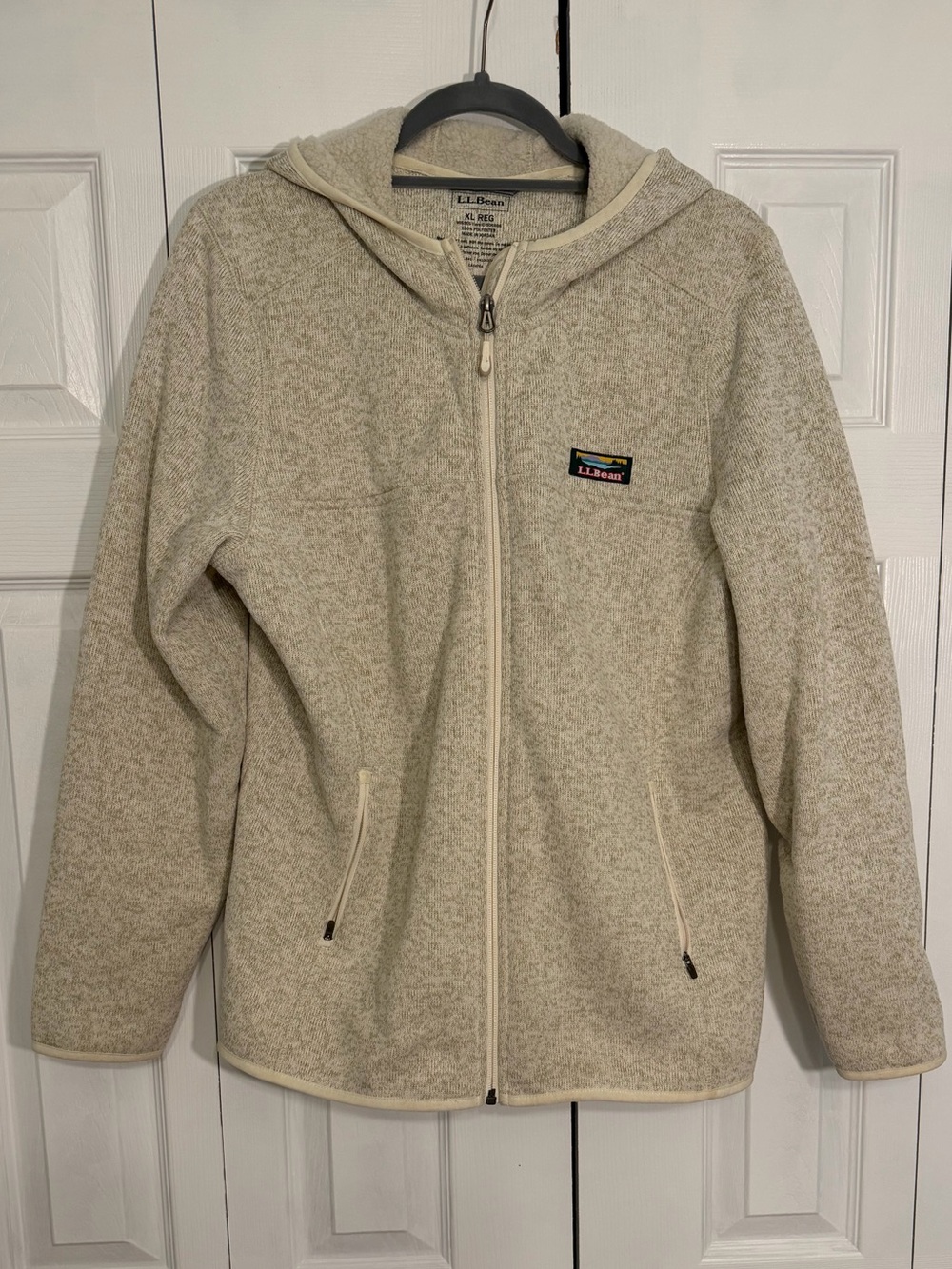 L.L.Bean Full Zip Hooded Fleece Jacket XL Cream